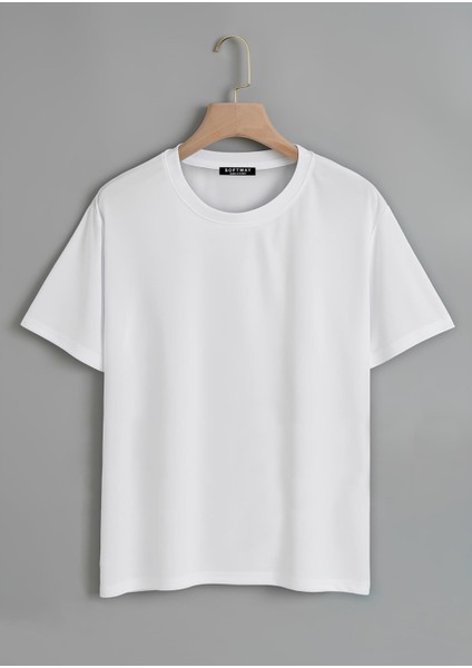 Unisex Oversize Bisiklet Yaka Rose Love Baskılı Basic T-Shirt -Beyaz fiyatları