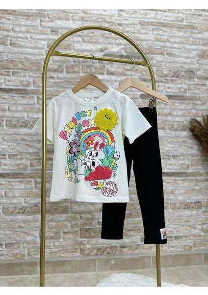 Süzüne Nakışlı Kız Çocuk Taytlı Alt Üst Takım