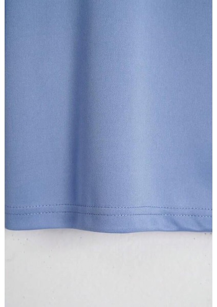 Unisex Oversize Bisiklet Yaka Hang Loose Baskılı Basic T-Shirt – Mavi indirimleri