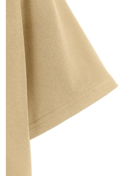 Unisex Oversize Bisiklet Yaka Freedom Baskılı Basic T-Shirt - Bej fırsatları