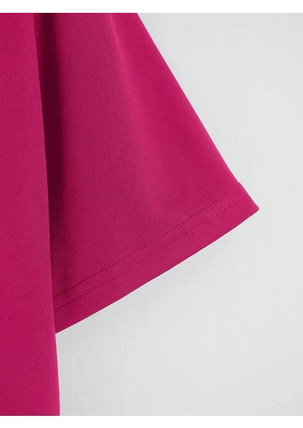 Unisex Oversize Bisiklet Yaka Hang Loose Baskılı Basic T-Shirt - Fuşya fırsatları