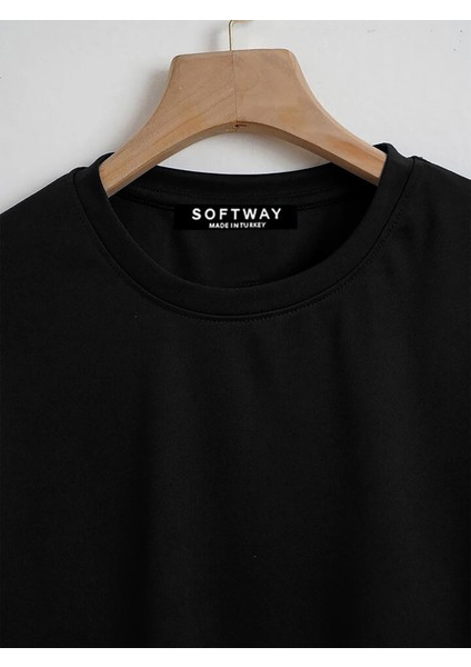 Unisex Oversize Bisiklet Yaka Cherry Cocktail Baskılı Basic T-Shirt - Siyah modelleri