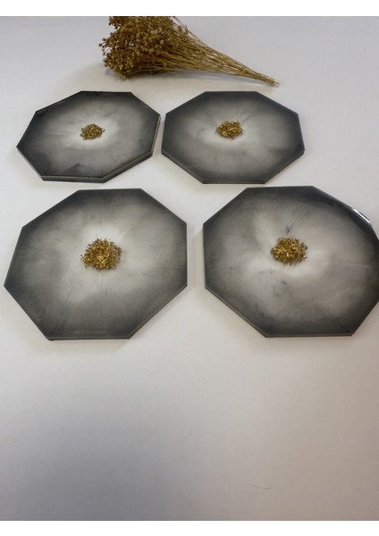 Epoksi Bardak Altlığı 4'lü Set GRI(10 cm x 10 cm ) modelleri