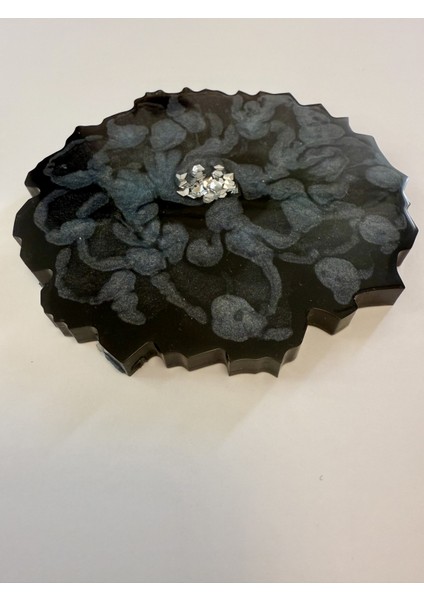 Epoksi Bardak Altlığı 4'lü Set Çiçek Temalı Beyaz Pullu modelleri