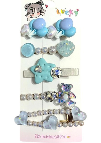 Çocuklar Için 5'li Toka Seti - Pens Tokalı 5 Farklı Model ve Boyda Çocuk Saç Tokası fiyatları