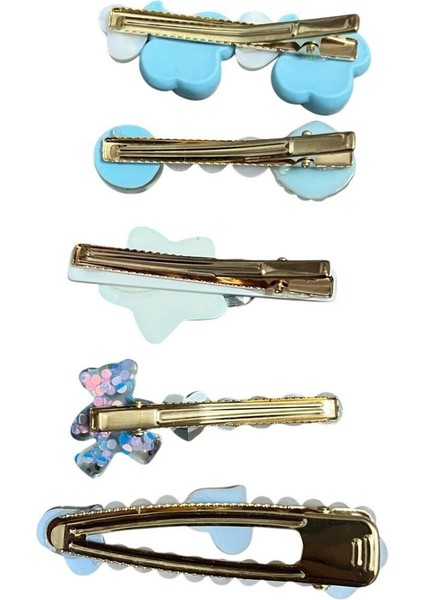 Çocuklar Için 5'li Toka Seti - Pens Tokalı 5 Farklı Model ve Boyda Çocuk Saç Tokası modelleri