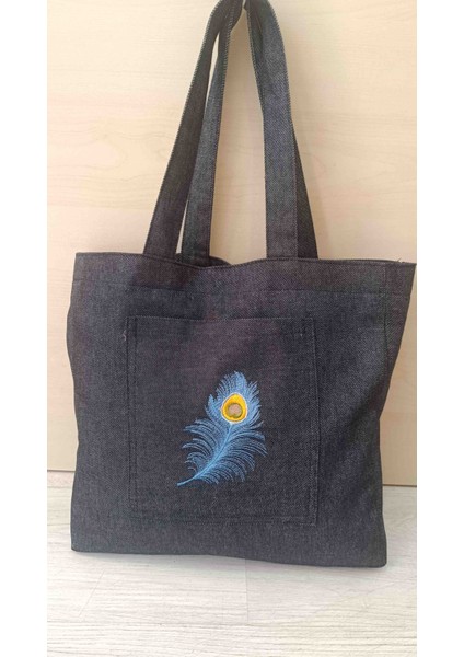 Nakışlı Jean Kadın Omuz Çantası