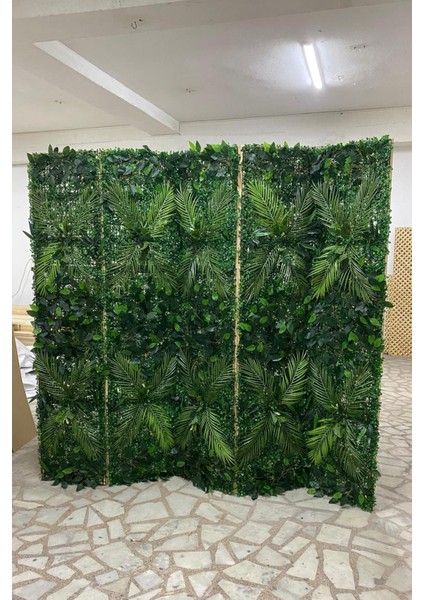 Yapay Çiçek Şimşir Bitki Paravan 5 Kanat Seperatör Oda Bölme Dekor