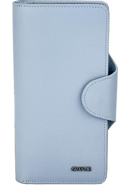 Grande Hakiki Deri Unısex Cüzdan Buz Mavi 2644