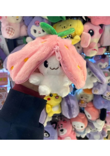 Açılır Kapanır Peluş Anahtarlık Çilek Şeklinde My Melody