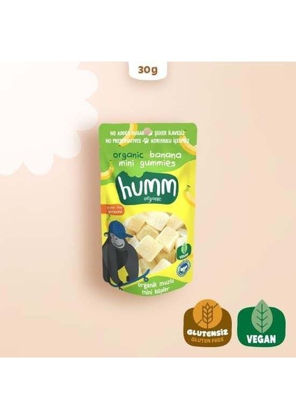 Organik Muzlu Glutensiz Vegan Mini Küpler 30 gr
