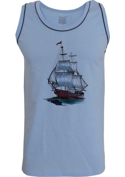 Erkek Askılı Açık Mavi T-Shirt Yelkenli Dijital Baskılı fiyatları