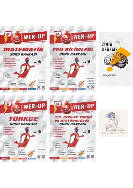 8.sınıf Mat-Fen-Türkçe-Inkılap Power-Up Soru Bankası+Zihindeneme-Nt-85