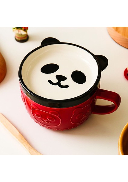 Panda Figürlü Sevimli Tabaklı Seramik Kupa Fincan Mug Kahve Süt Çay Fincanı fiyatları