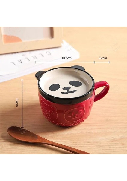 Panda Figürlü Sevimli Tabaklı Seramik Kupa Fincan Mug Kahve Süt Çay Fincanı modelleri