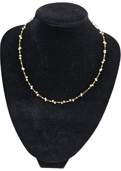 Doğal Inci Kolye | Zarif 925 Ayar Gümüş ve Altın Kaplama | Mother Of Pearl - Incili Kolye | Mükemmel Hediye fırsatları