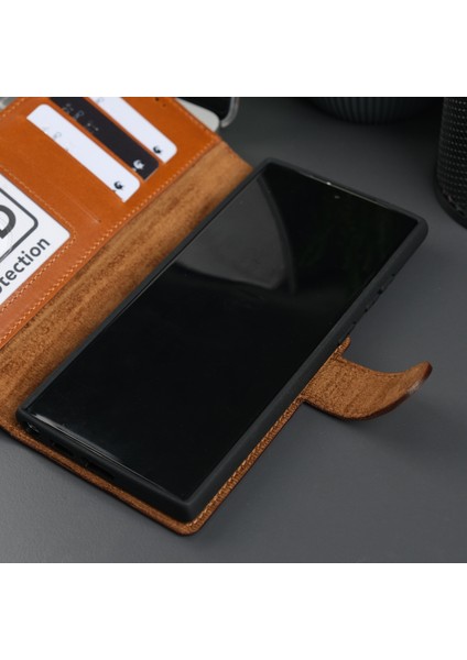 Buffalo Samsung Galaxy S23 Ultra Telefon Kılıfı - Manyetik Ayrılabilir Cüzdan Kılıf - El Yapımı - Taba