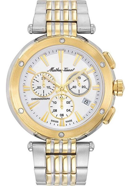 H912CHBI Swiss Made Kronograf Mekanizmaya Sahip Safir Camlı 5 Atm Suya Dayanıklı Çelik Kordonlu Metalik-Altın Renk Erkek Kol Saati