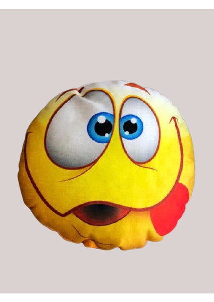Emoji Espirili Karikatür Temalı Yuvarlak Oyuncak Yastık