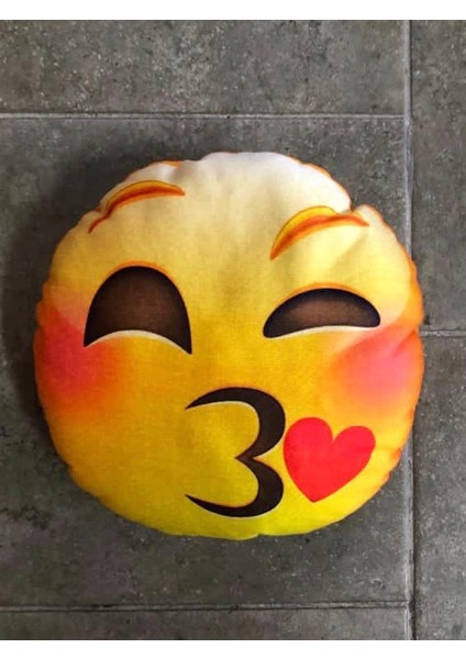 Emoji Espirili Karikatür Temalı Yuvarlak Oyuncak Sarı Yumoş Yastık