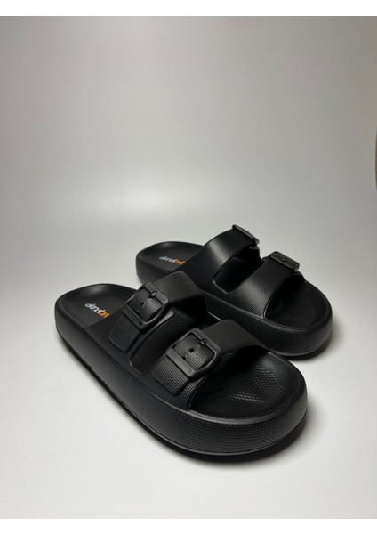 Akınalbella Çift Toka Unisex Rahat Havuz Plaj Ev Bahçe Günlük Bay Bayan Terlik