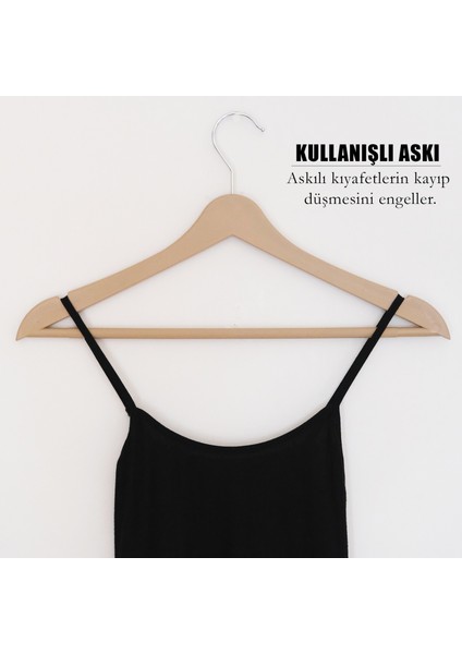 6 Adet Ahşap Görünümlü Askı, Plastik Askı, Elbise Askısı, Kıyafet Askısı, Kancalı Askı