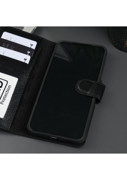 Buffalo Samsung Galaxy S25 Plus Telefon Kılıfı - Manyetik Ayrılabilir Cüzdan Kılıf - El Yapımı - Siyah