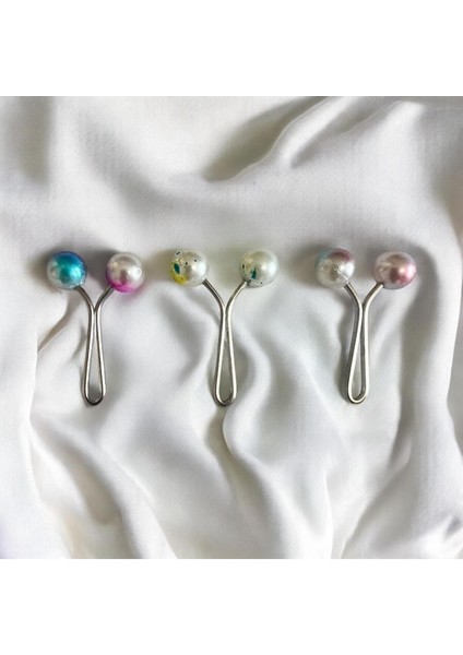 Top Şeklinde Eşarp Şal Türban Tesettür Klipsi Baş Örtüsü Klipsi Eşarp Tesettür Klipsi 12'li Paket