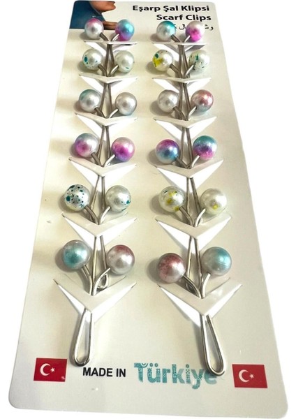 Top Şeklinde Eşarp Şal Türban Tesettür Klipsi Baş Örtüsü Klipsi Eşarp Tesettür Klipsi 12'li Paket fırsatları