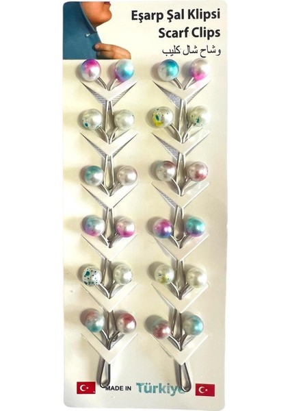 Top Şeklinde Eşarp Şal Türban Tesettür Klipsi Baş Örtüsü Klipsi Eşarp Tesettür Klipsi 12'li Paket indirimleri