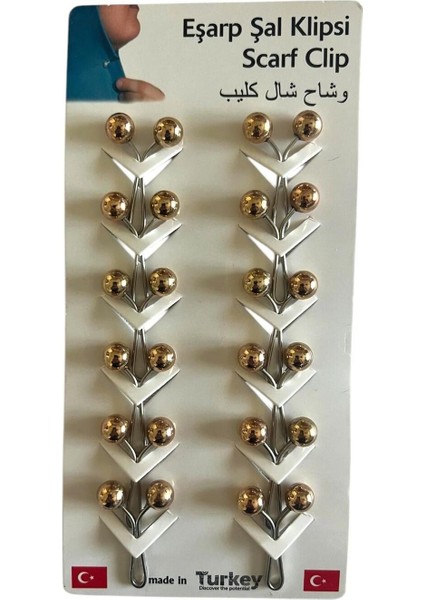 Top Şeklinde Eşarp Şal Türban Tesettür Klipsi Baş Örtüsü Klipsi Eşarp Tesettür Klipsi 12'li Paket modelleri