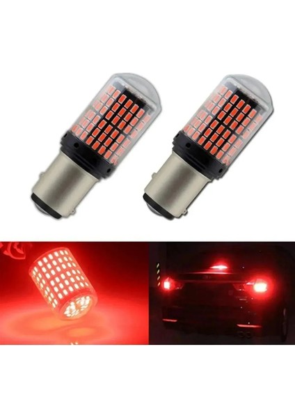 P21W 144 Ledli Ultra Parlak Geri Vites Park Ampül Tek Duy Kırmızı Renk (2 Adet)
