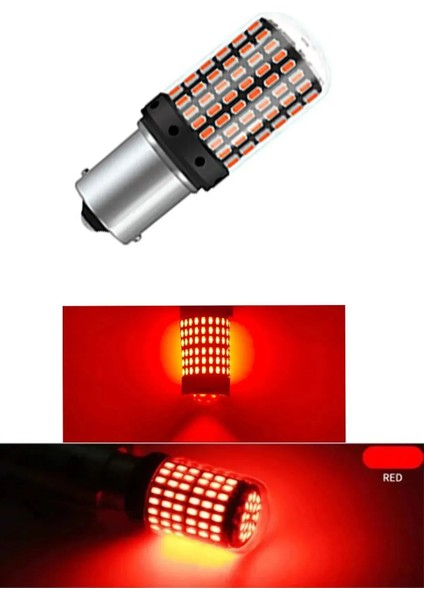 P21W 144 Ledli Ultra Parlak Geri Vites Park Ampül Tek Duy Kırmızı Renk (2 Adet)