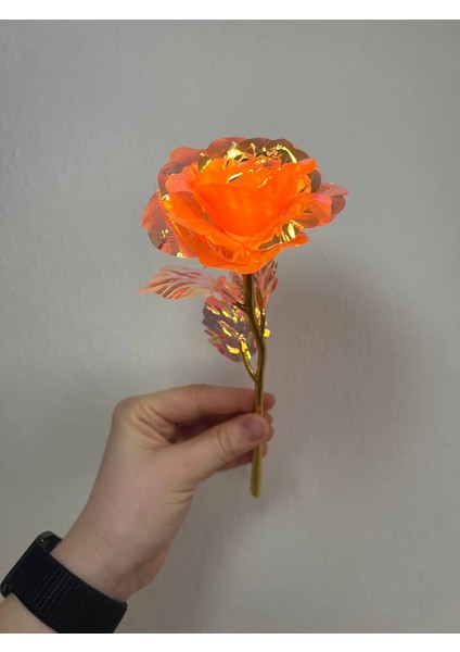 1 Adet Solmayan Gül, Turuncu Gül, Yapay Gül, Sonsuzluk Gülü, Sevgililer Günü Hediyesi