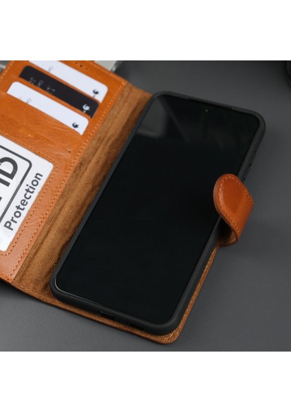 Buffalo Samsung Galaxy S25 Plus Telefon Kılıfı - Manyetik Ayrılabilir Cüzdan Kılıf - El Yapımı - Taba