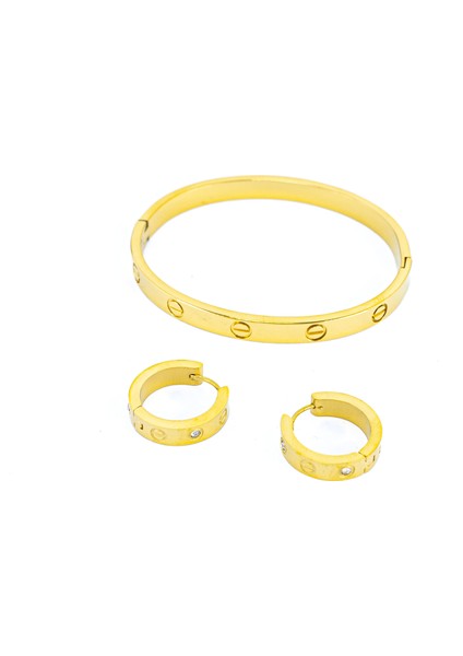 Cartier Küpe-Kelepçe Bileklik Seti