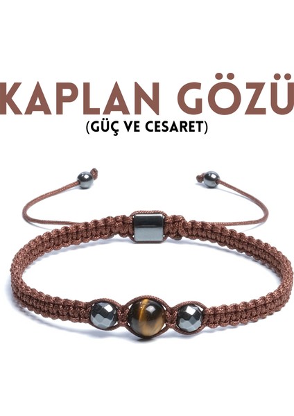 Kaplan Gözü, Hematit Bileklik - Pelo Brown Bileklik - Tasarım Bileklik 8mm 6mm Ayarlanabilir