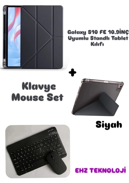 Galaxy Tab S10 Fe 10.9ınç Uyumlu Standli Tablet Kilif Bluetooth Klavye Mouse