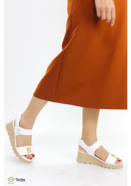 Kadın Günlük Deri Cırtlı Ortopedik Dolgu Topuklu Sandalet M26YS2995 fırsatları