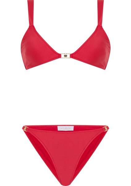 Aksesuarlı Fuşya Üçgen Bikini Takım