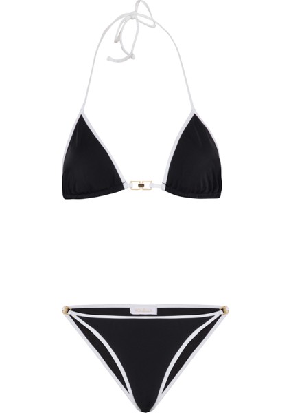 Biye Detaylı Aksesuarlı Siyah Bikini Takım