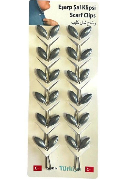 Damla Şeklinde Eşarp Şal Türban Tesettür Klipsi Baş Örtüsü Klipsi Eşarp Tesettür Klipsi 12'li Paket indirimleri
