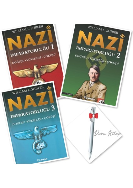 Nazi Imparatorluğu (3 Kitap, Toplam 1548 Sayfa), William L. Shirer, Caprice B112 Kalem Hediye