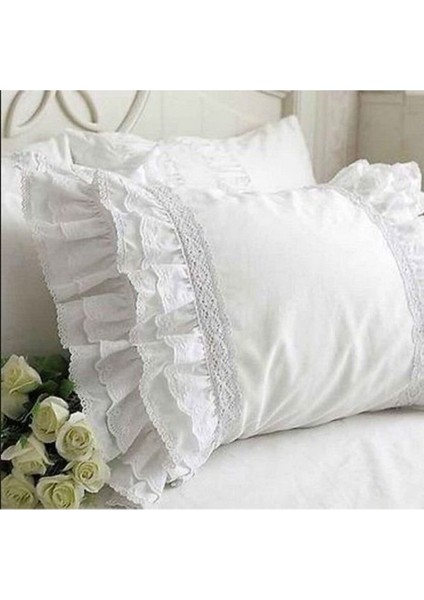 Fırfırlı Fistolu ve Güpürpürlü Yastık Kılıfı