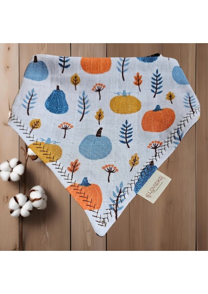Pamuk Ekstra Soft 2 Kat Müslin Bebek Fuları Salya & Mama Önlüğü 45cm 3 Çıtçıtlı Pumpkin