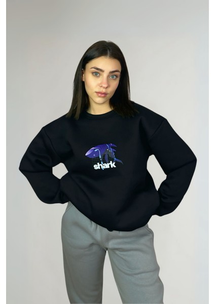 Shark Oversize Pamuklu Özel Tasarım Sweatshirt