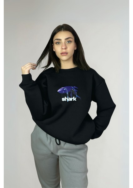 Shark Oversize Pamuklu Özel Tasarım Sweatshirt