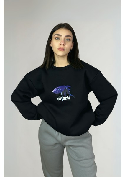 Shark Oversize Pamuklu Özel Tasarım Sweatshirt