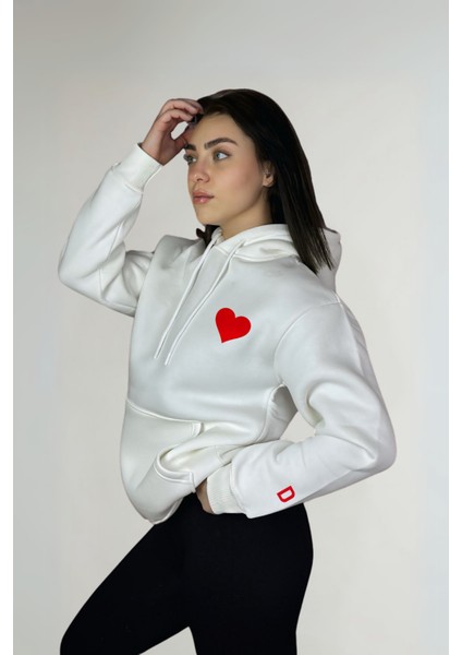 Sevgililer Günü Kişiye Özel Harfli Pamuklu Oversize Kalpli Sweatshirt modelleri