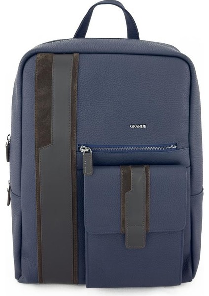 Grande Erkek Deri Sırt Çantası Lacivert 8004